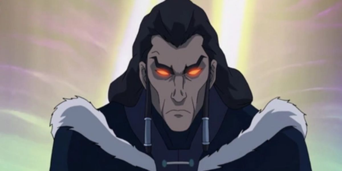 Unalaq stares with glowing red eyes in The Legend of Korra.