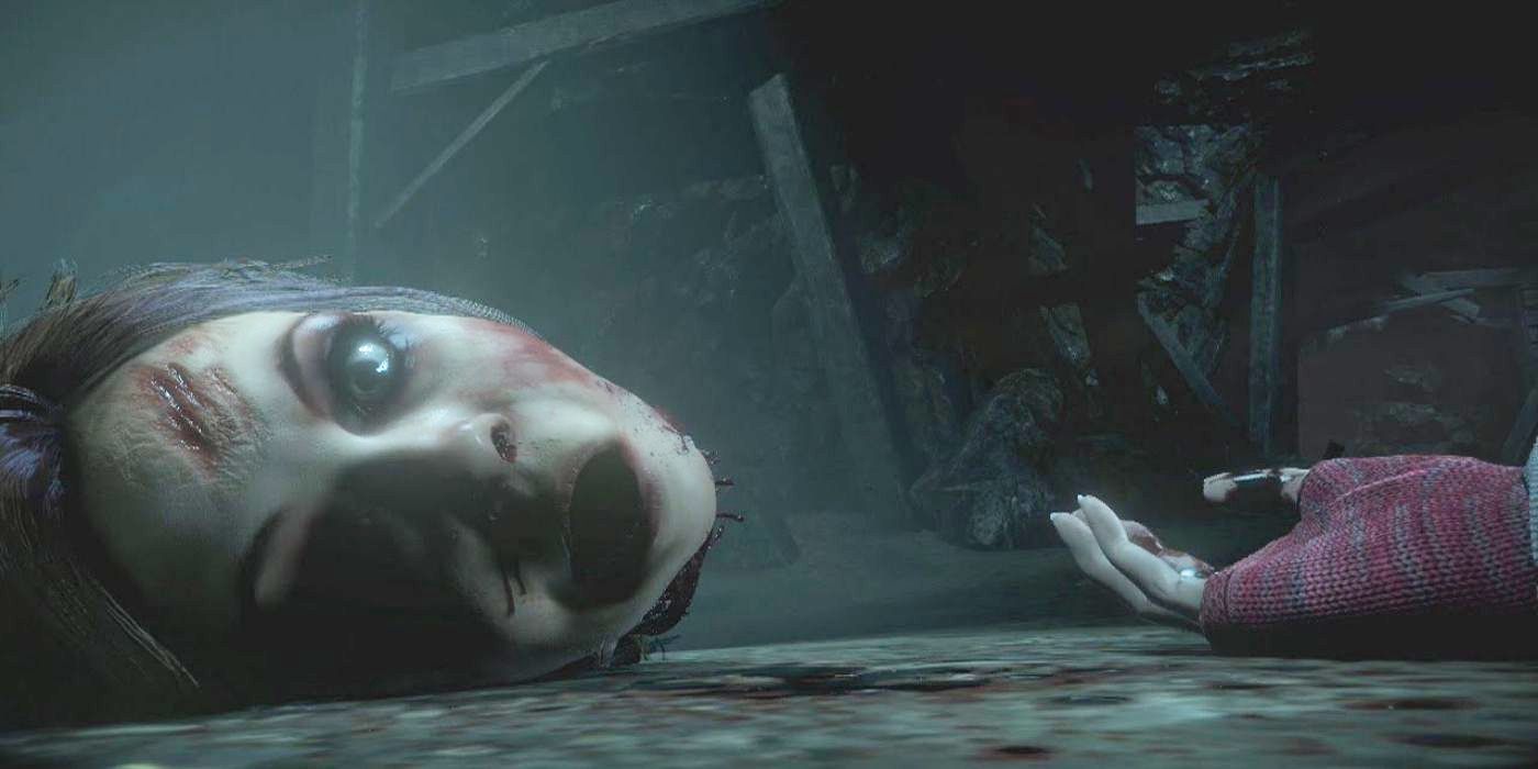 Ashely's decapitated head on the floor in Until Dawn