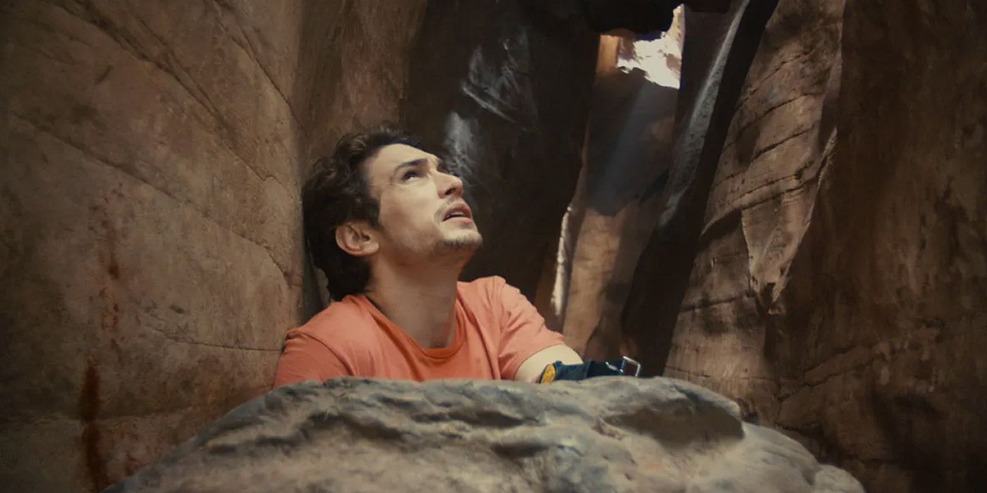 James Franco trapped underneath a boulder in 127 Hours