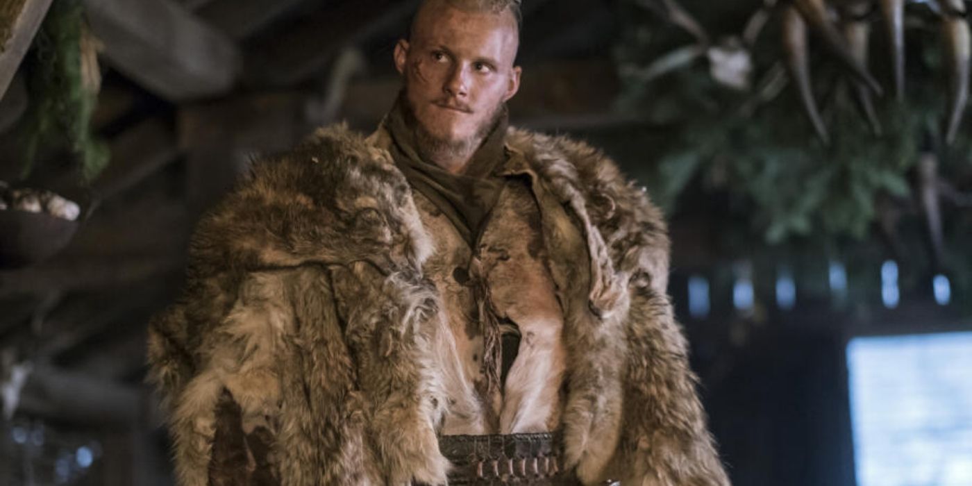 Bjorn looking to his right in Vikings