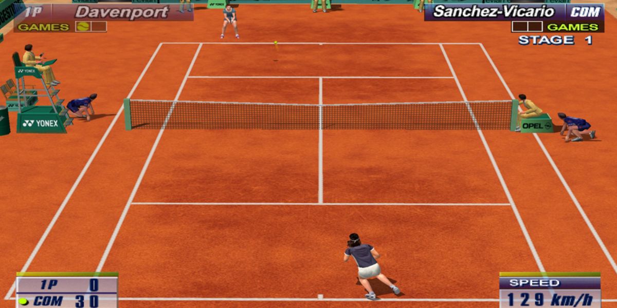 Tennis players exchange balls in Virtua Tennis 2.