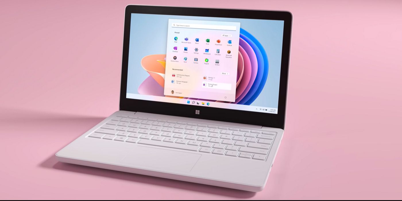 Windows 11 SE pictured on a pink background