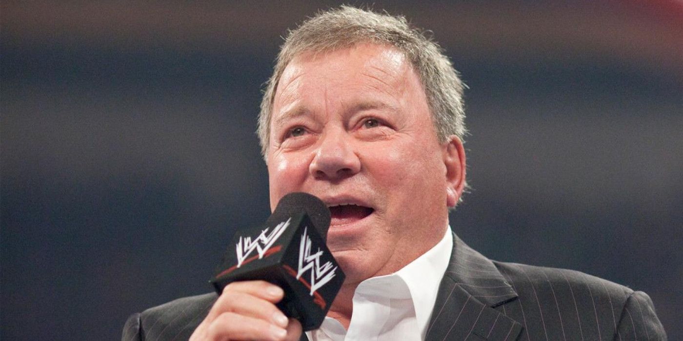 William Shatner with a WWE microphone