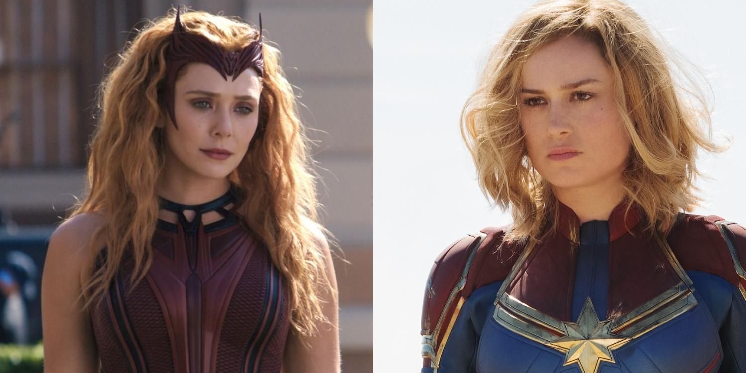 Split image of Scarlet Witch and Captain Marvel