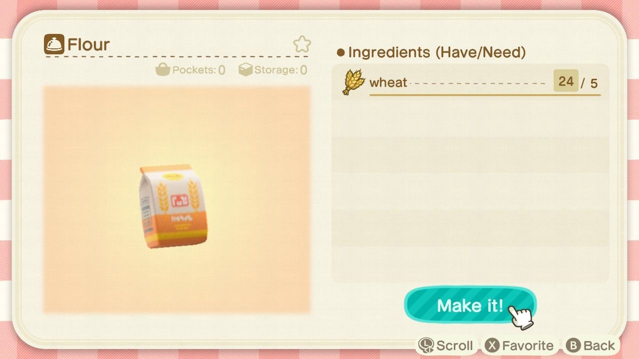 Wheat can be made into flour which is featured in many cooking recipes in Animal Crossing New Horizons