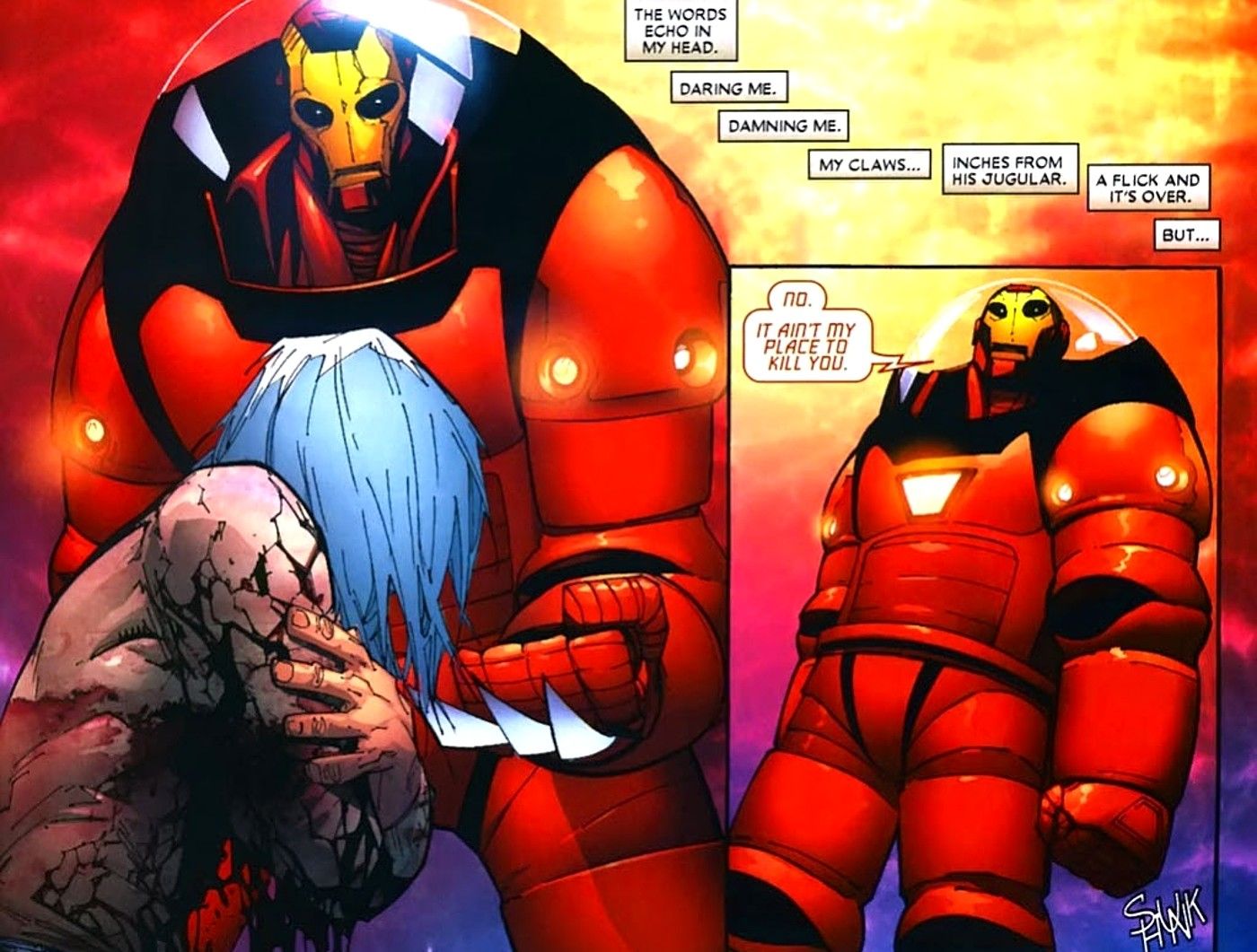 Wolverine civil war iron man armor nitro