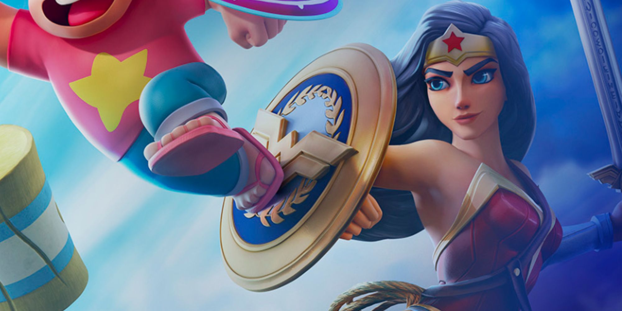 Wonder Woman assisting Steven Universe in official banner for MultiVersus