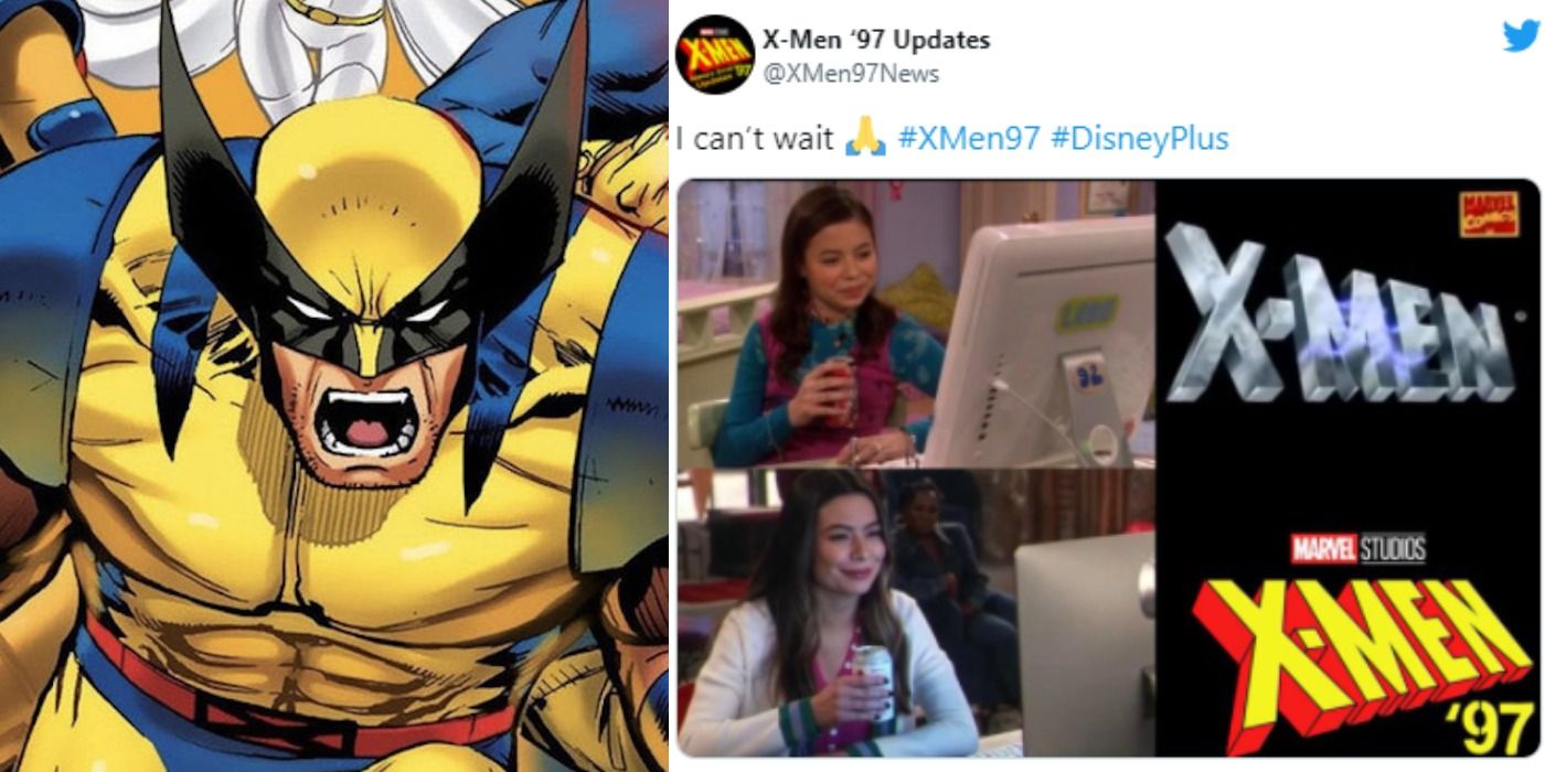 Split image: Wolverine screams/ X-Men Twitter meme