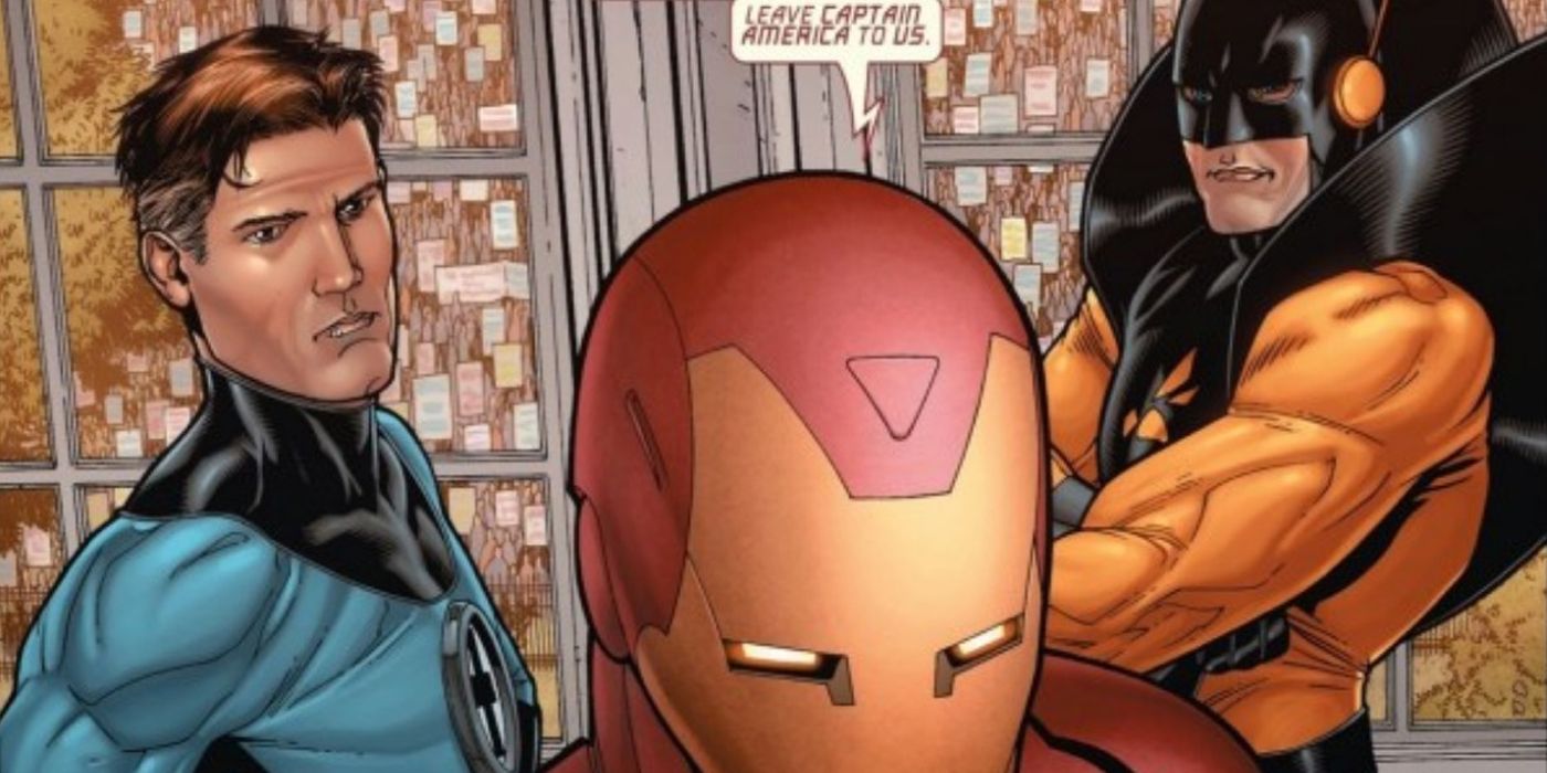 Yellowjacket con Iron Man y Reed Richards en los cómics de Marvel.