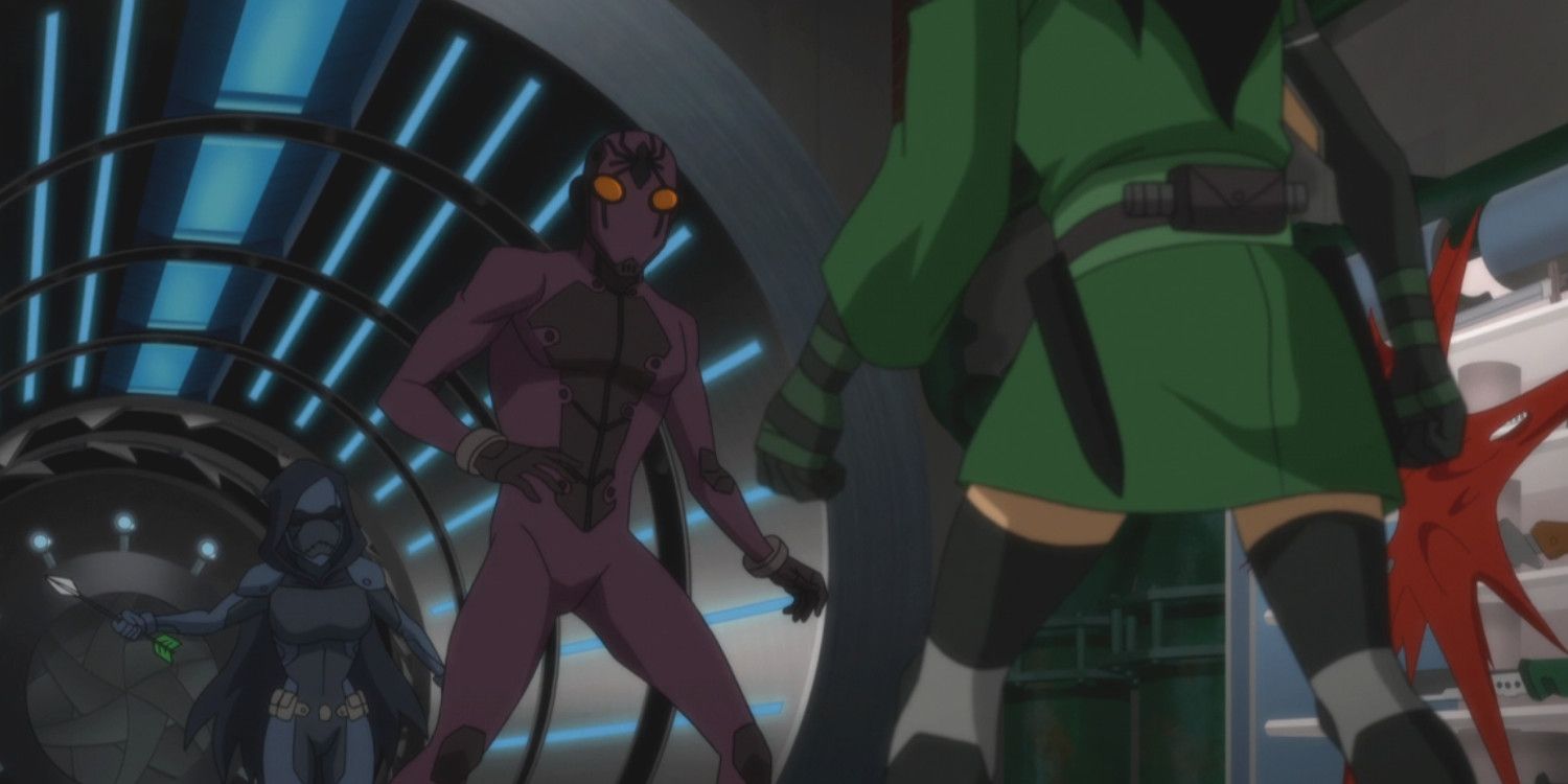Young Justice Black Spider fights Oprhan and Cheshire