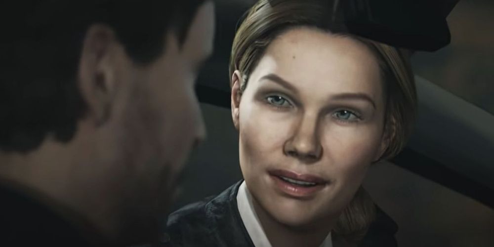 Alice chats with Alan on Alan Wake Remastered