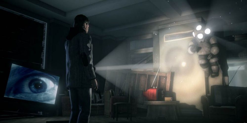 Alan encounters Thomas in a diving suit in Alan Wake Remastered