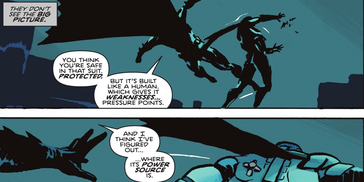 Batman figures out The Foundation's armor