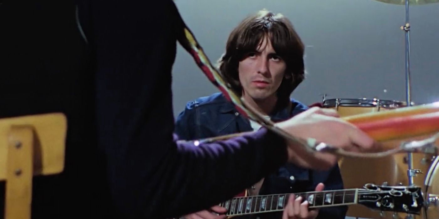 George Harrison Jams on a guitar in The Beatles: Get Back.