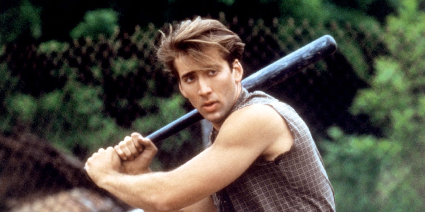 Nicolas Cage holds a bat in Birdy