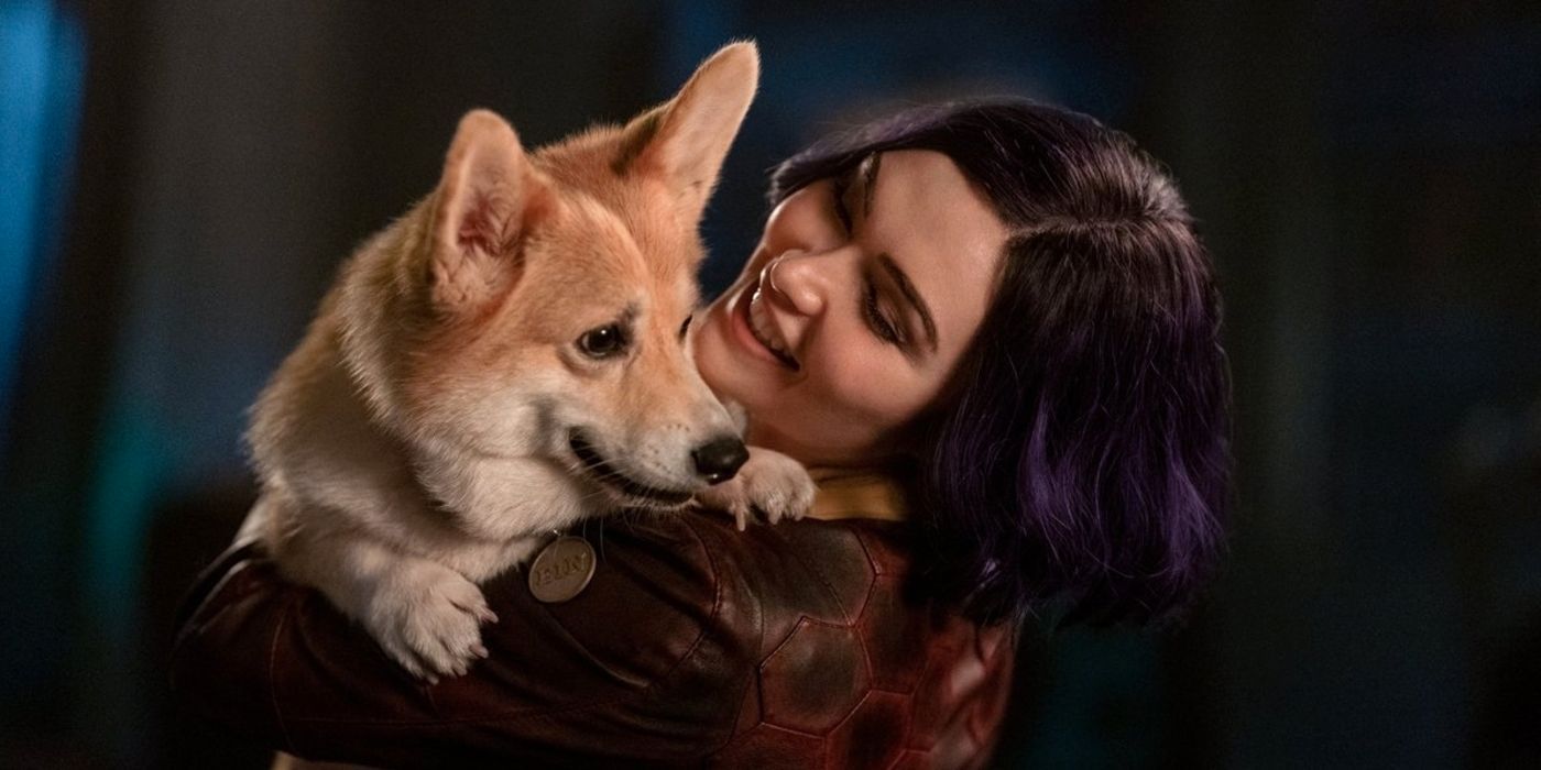 Faye holding Ein in Cowboy Bebop