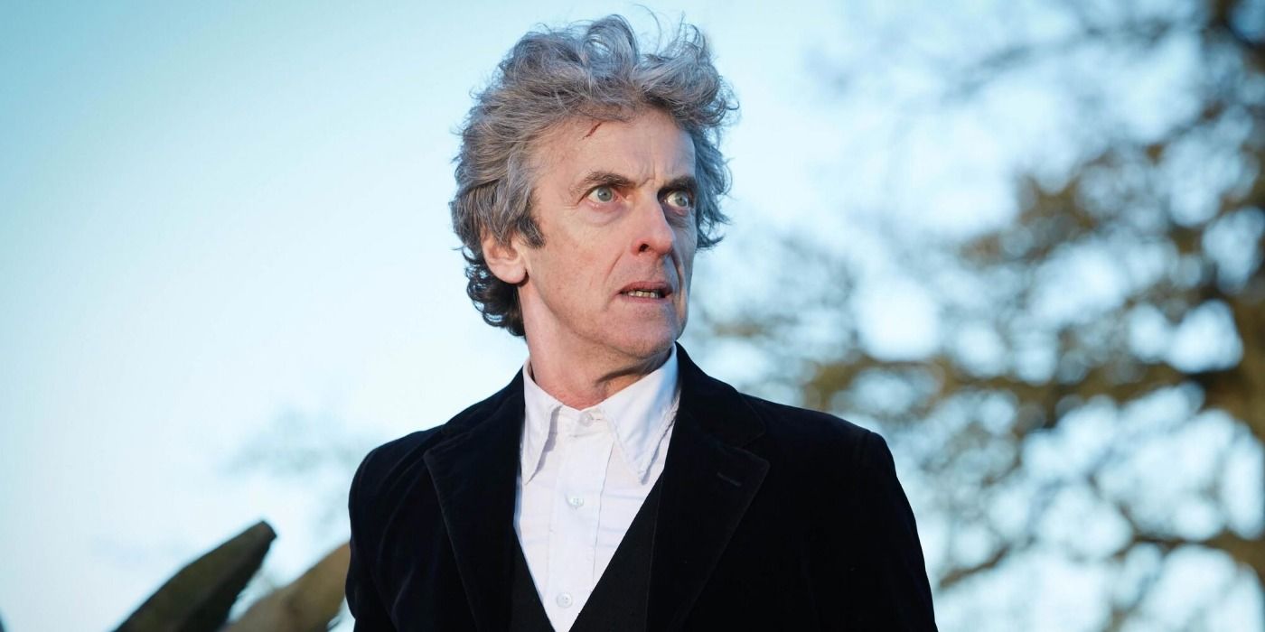 Peter Capaldi as the Twelfth Doctor looks shocked