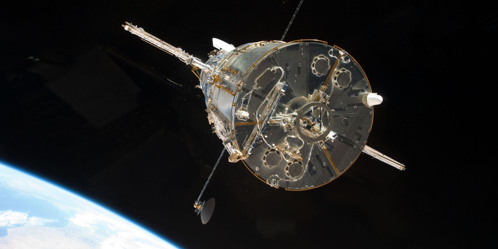 Photo of the Hubble telescope, captured by crew on the Atlantis space shuttle in 2009