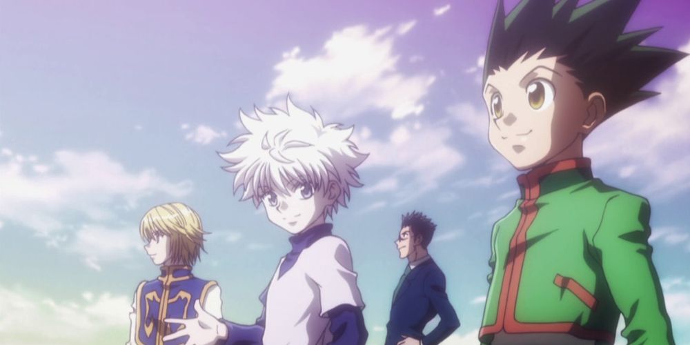 Gon and his crew look off into the distance on Hunter x Hunter