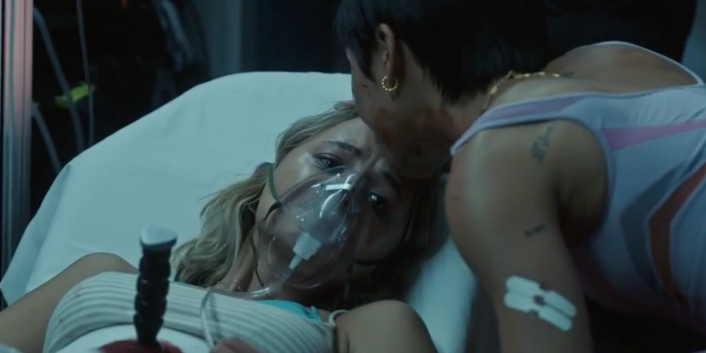 Margot checks on Alison in the ambulance