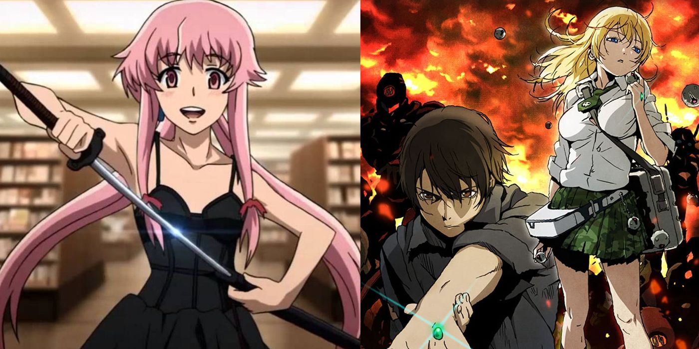 Yuno holds a sword in The Future Diary and Ryota uses his ring to harness power in Btoom!