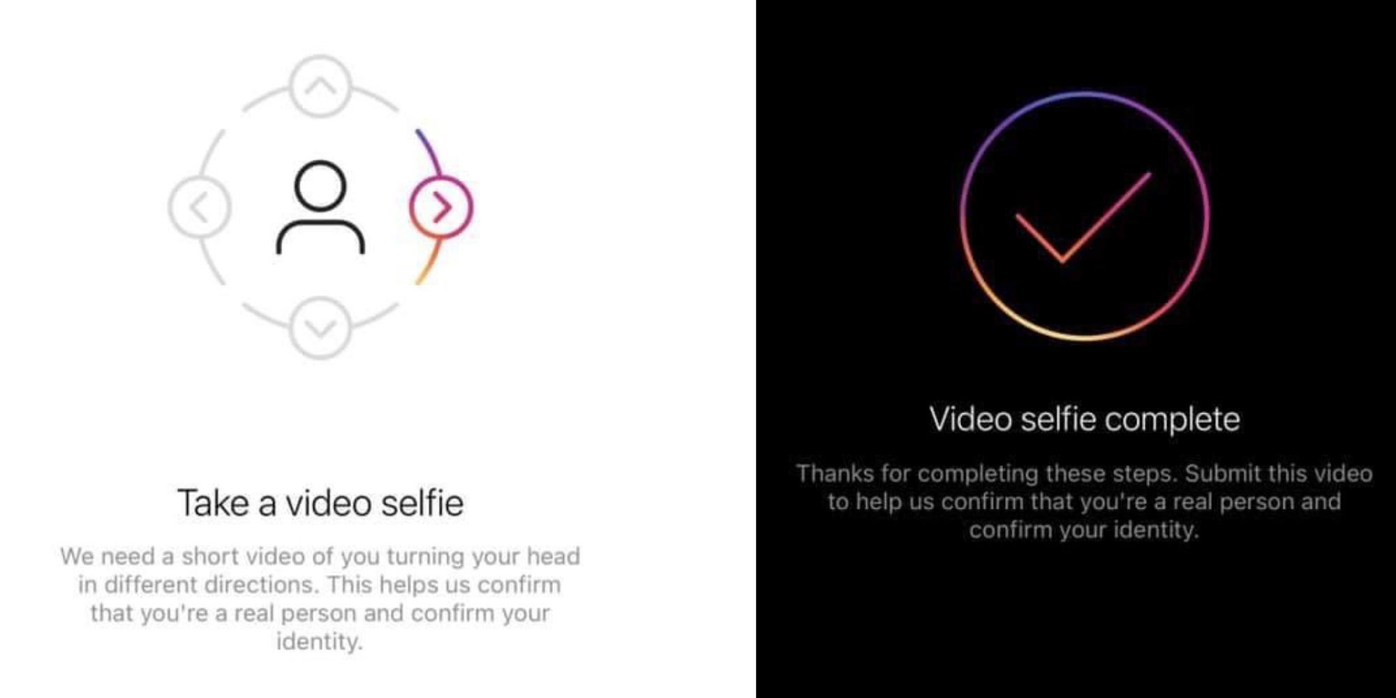Instagram Video Selfie Verification System Screenshots