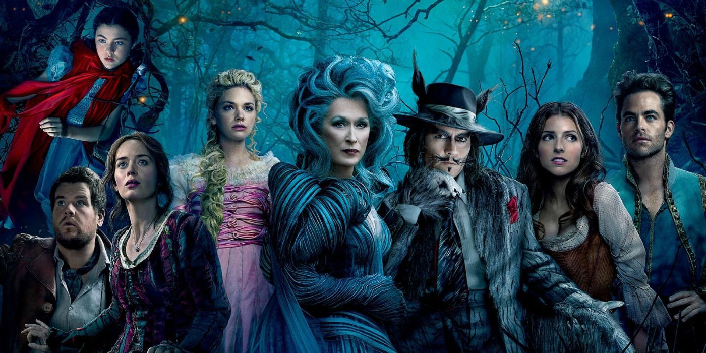 into the woods cast and characters all together, led by the Witch