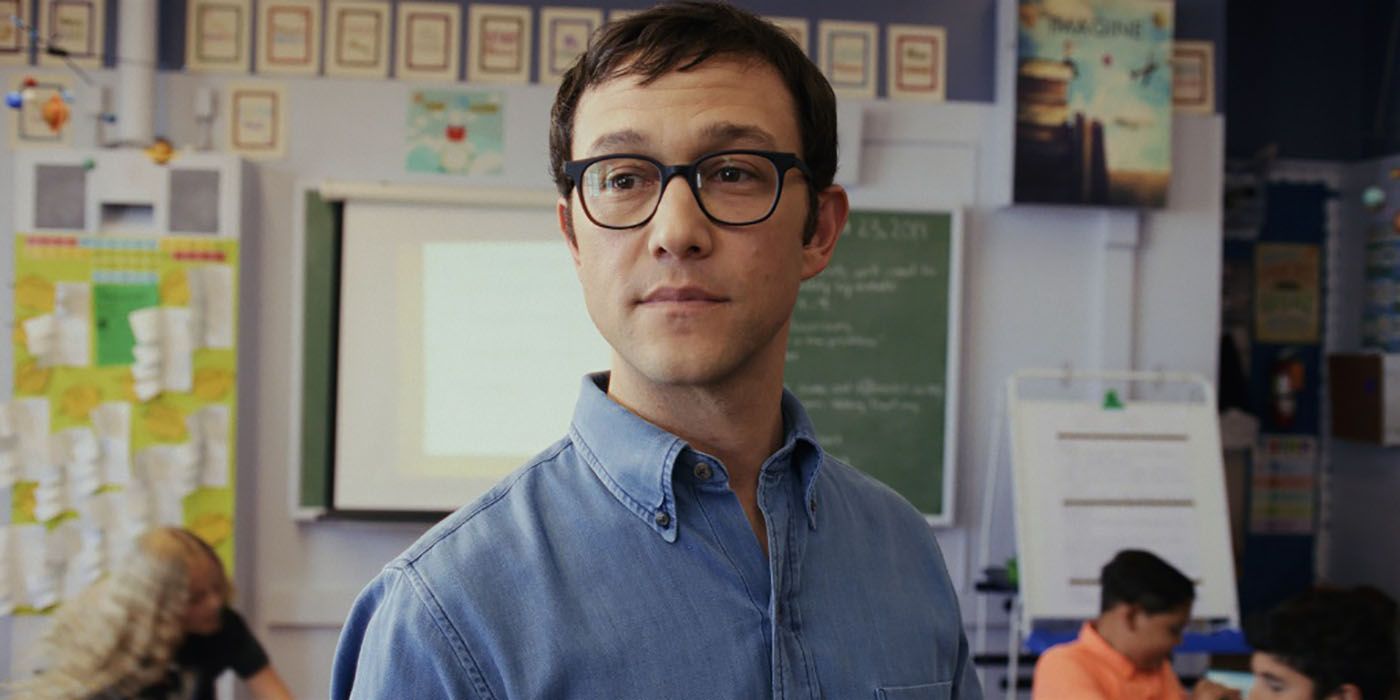 Joseph Gordon-Levittt as Mr. Corman, wearing glasses and standing in a classroom.