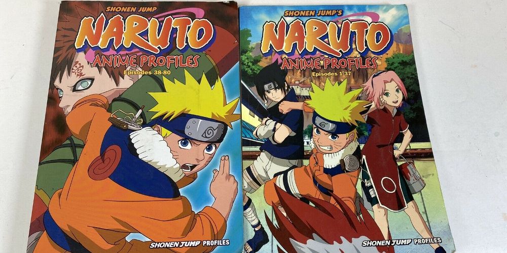 Two issues of Naruto Anime Profiles seen side by side