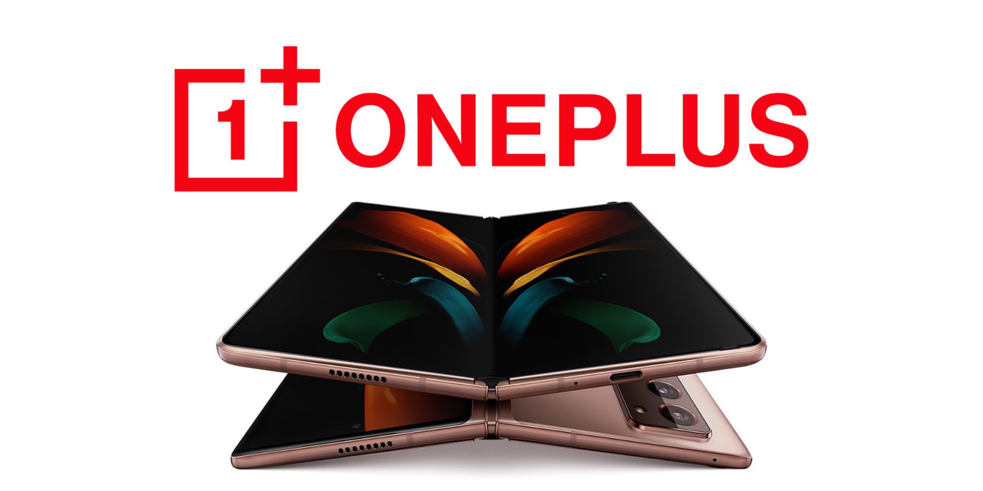 OnePlus logo above a folding smartphone