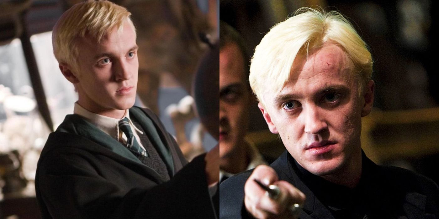 Split image of Draco Malfoy in Harry Potter