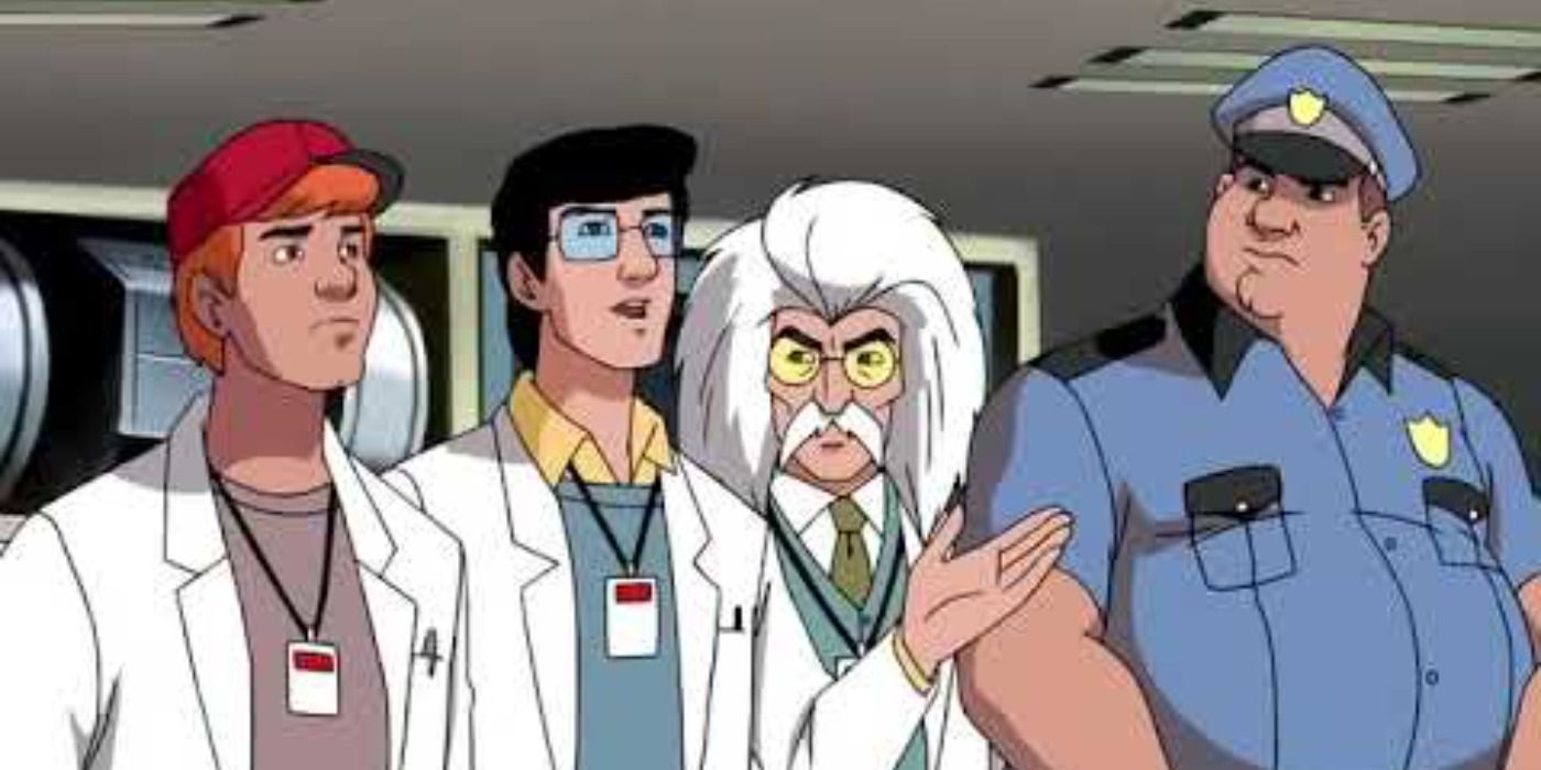 Bill, Eric, Professor Kaufman, and Officer Wimbley in Scooby Doo and the Cyber Chase
