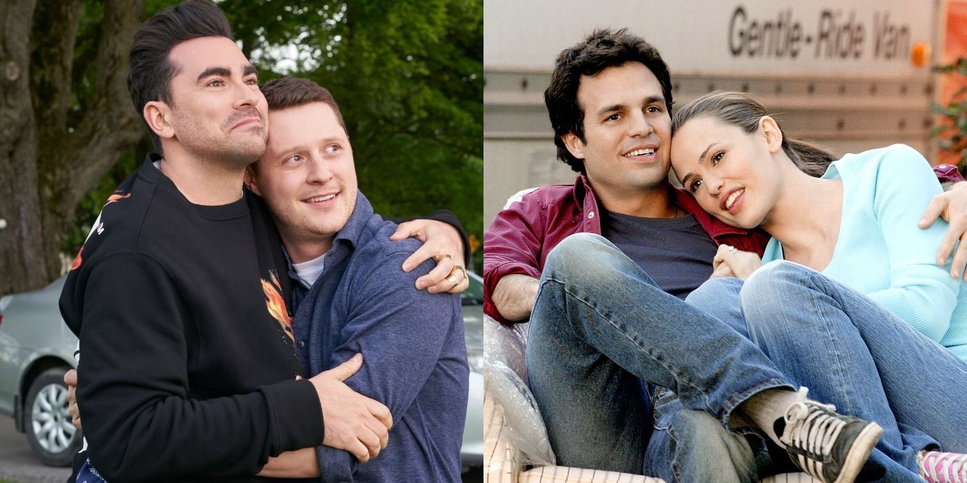 Patrick and David on left, Matt and Jenna on right best friends to lovers relationships ranked feature image
