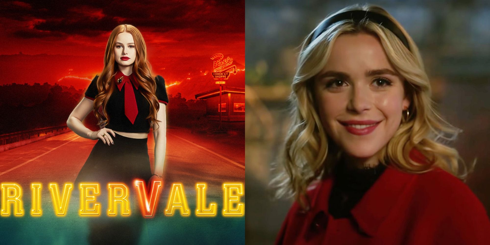 Split image of Cheryl and Sabrina in Riverdale.