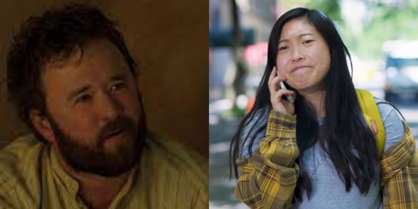 Split image of Haley Joel Osment & Awkwafina talking in Nora from Queens.