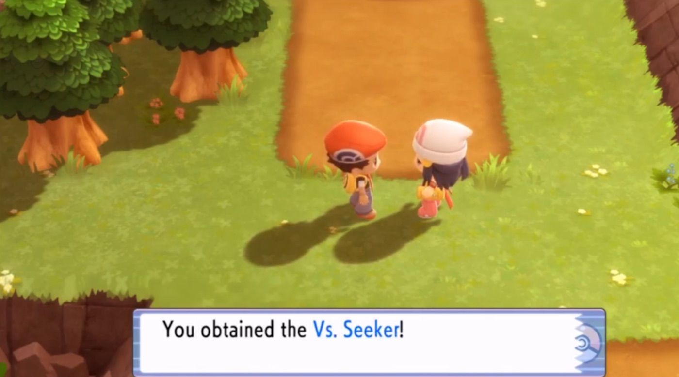 The player receiving the Vs Seeker in Pokemon Brilliant Diamond and Shining Pearl.