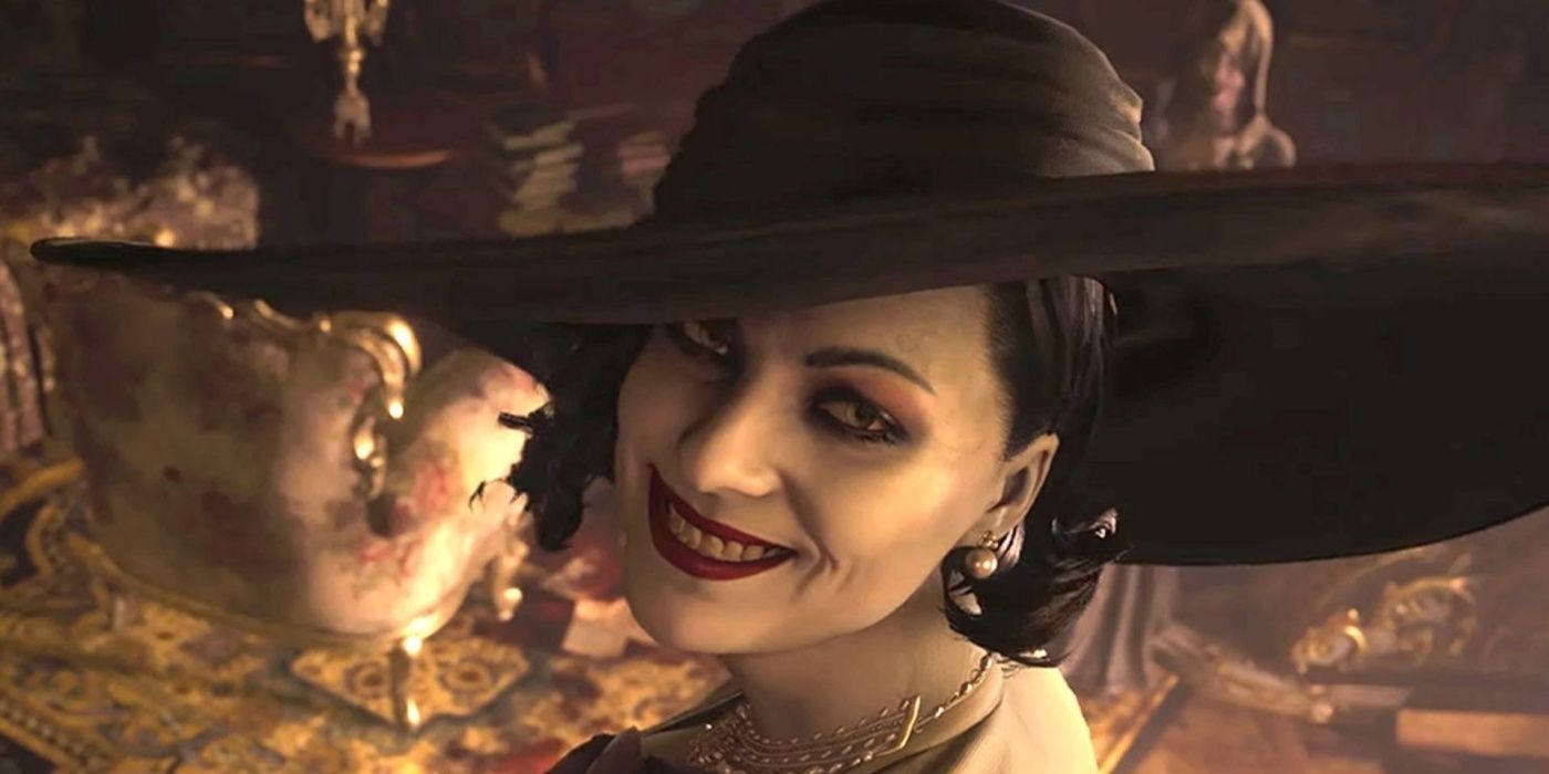 Lady Dimitrescu smiles in Resident Evil: Village
