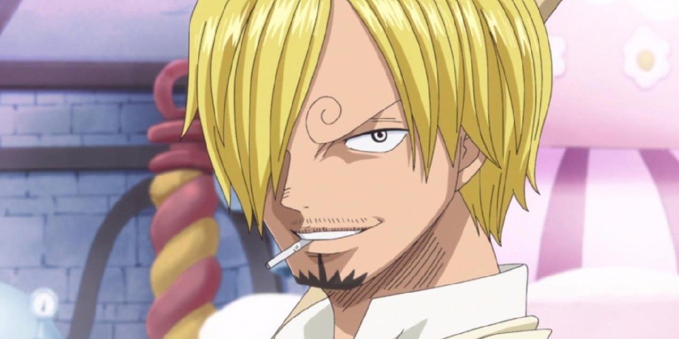 Sanji smiling in One Piece.