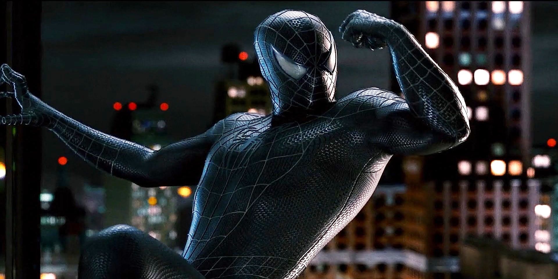 Spider-Man in the black symbiote suit