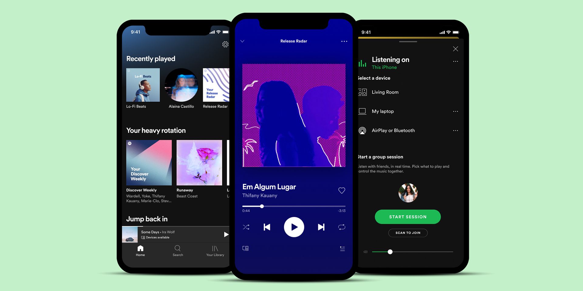 Spotify app running an smartphones