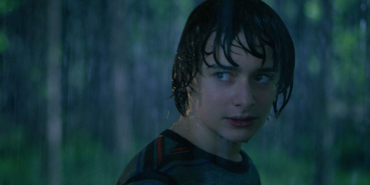 Noah Schnapp as Will Byers in the rain in Season 3 of Stranger Things