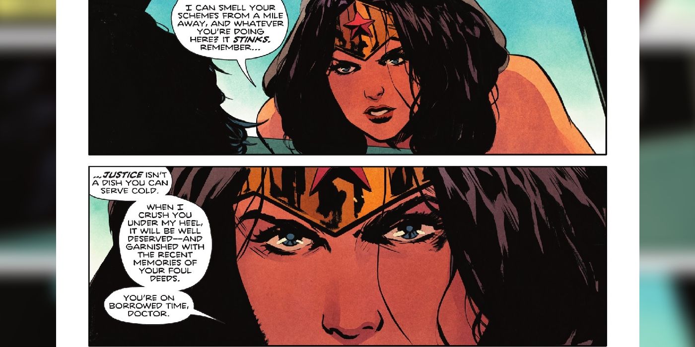 Wonder Woman threatens Doctor Psycho