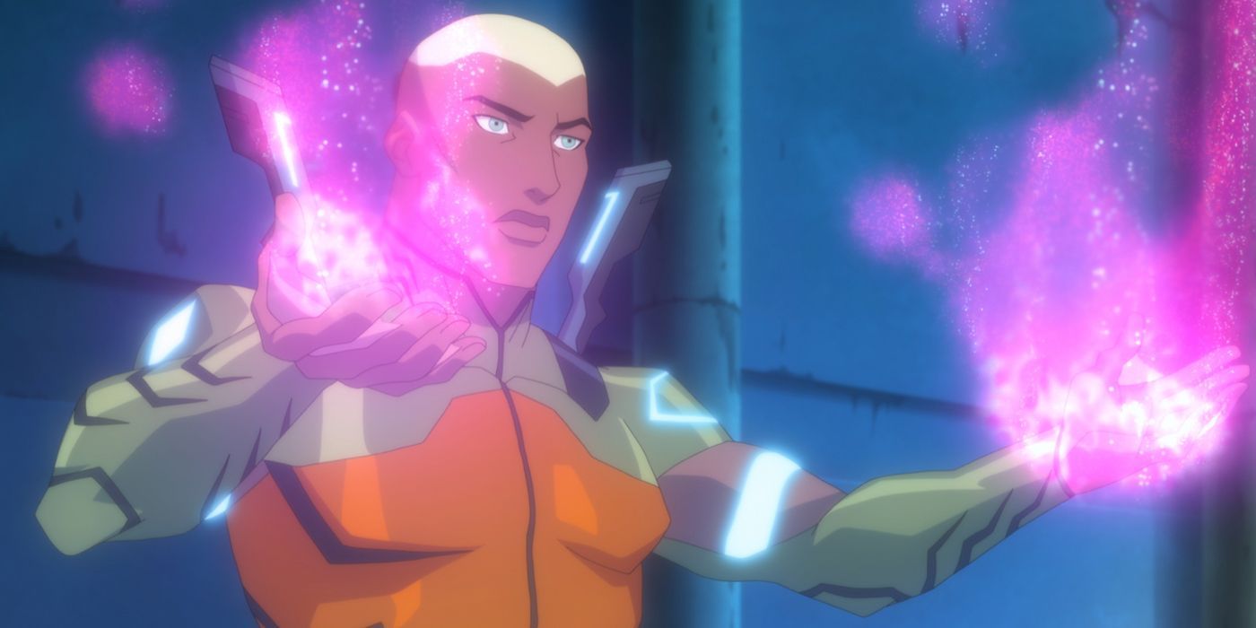 Aquaman producing pink energy from his hands in Young Justice