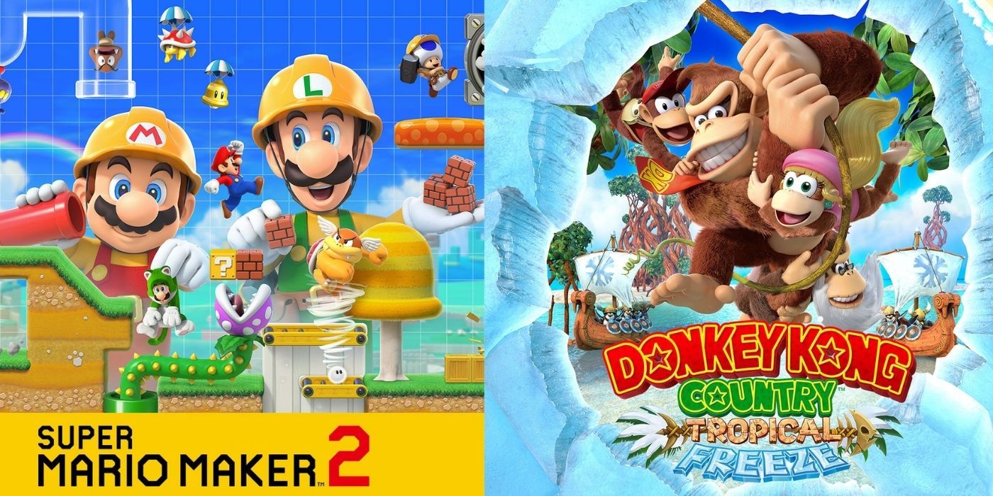 Split image of Super Mario Maker 2 and Donkey Kong cover art