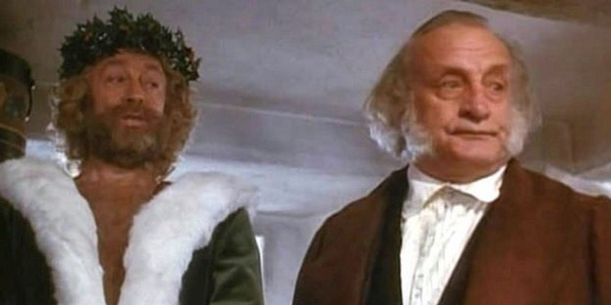 Scrooge and the Ghost of Christmas Present in A Christmas Carol (1984)