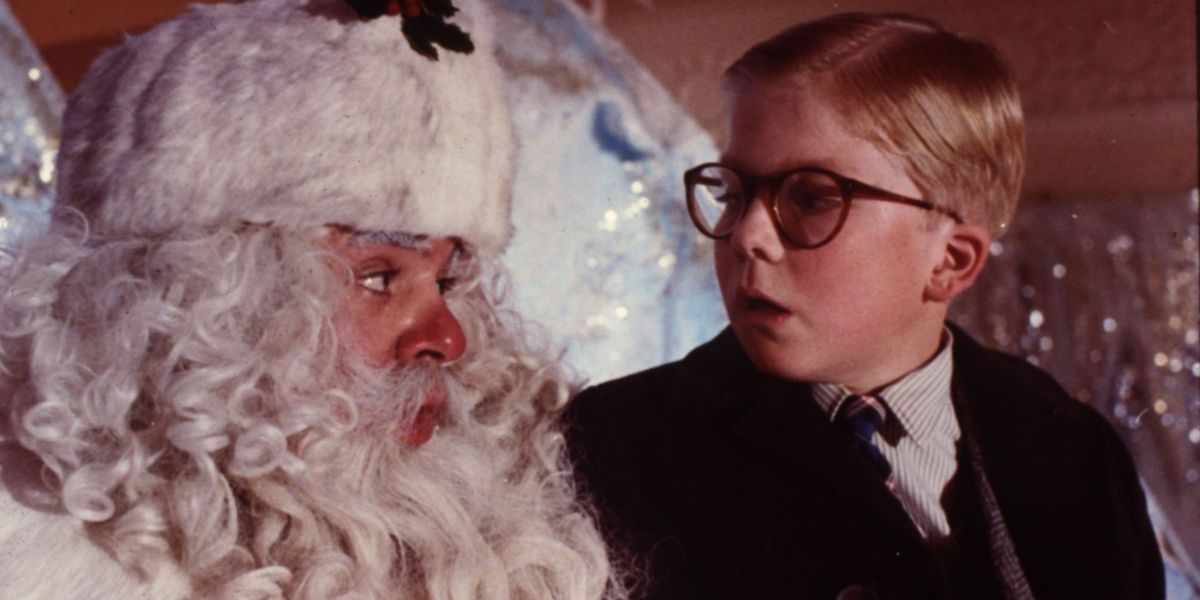Ralphie sentado no colo do Papai Noel em A Christmas Story (1983)