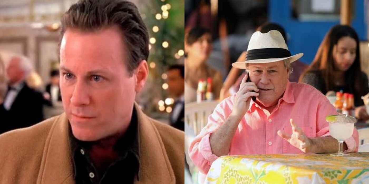 Uma imagem dividida de John Heard de Home Alone e em outro filme no telefone