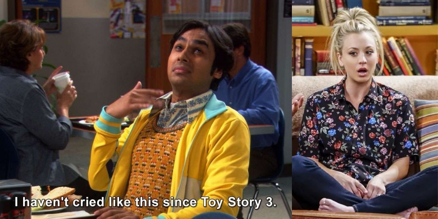 A split image of Raj and Penny talking and reacting on TBBT