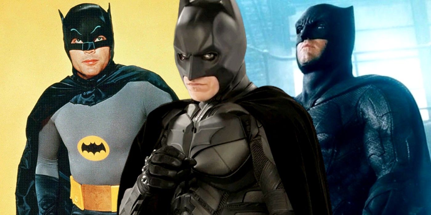 Adam West, Christian Bale, and Ben Affleck as Batman