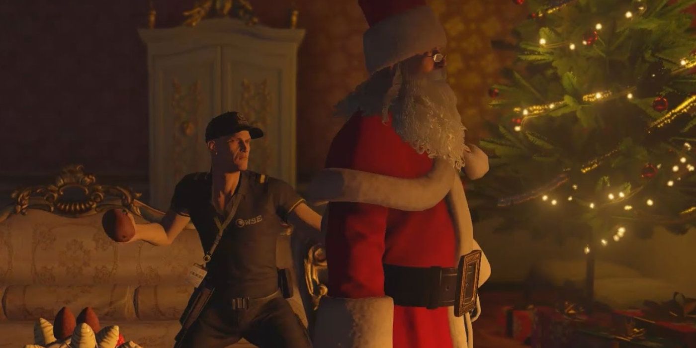 Agent 47 attacks santa in Hitman 2 Holiday Hoarders